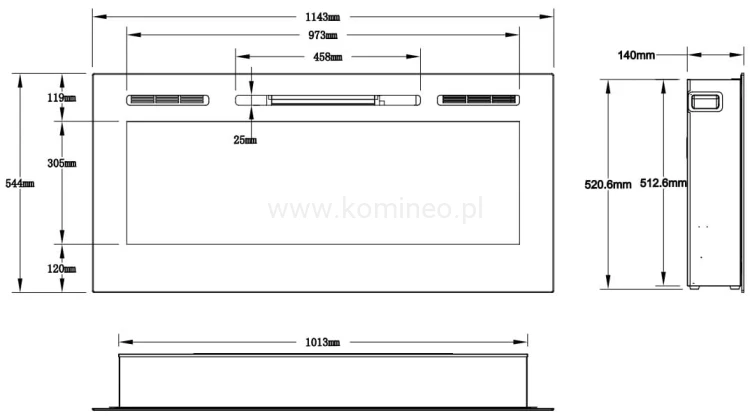 Kominek elektryczny AFLAMO MAJESTIC 45 schemat