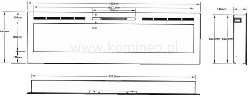 Kominek elektryczny AFLAMO MAJESTIC 72 schemat
