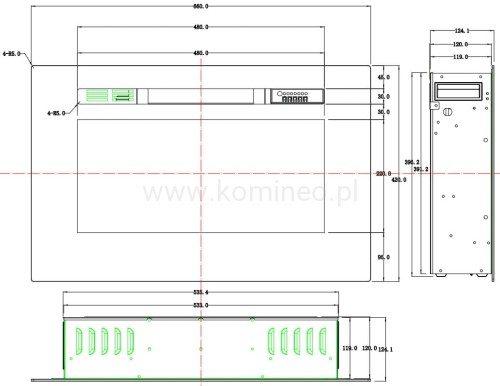 Elektryczny wkład kominkowy AFLAMO LED 70 PRO schemat