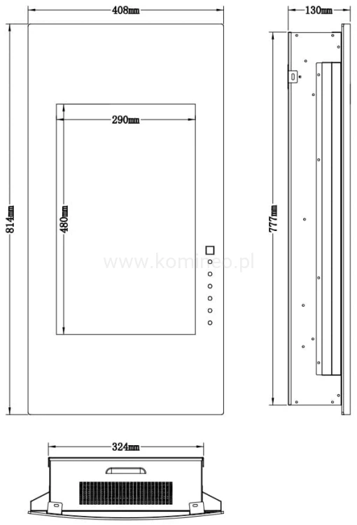 Kominek elektryczny AFLAMO MERCURY schemat