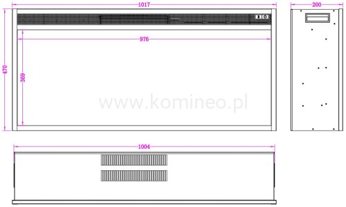Elektryczny wkład kominkowy AFLAMO LED 100 Classic schemat