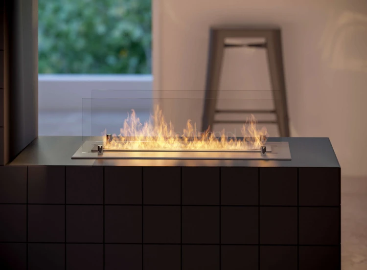 Biokominek do zabudowy INFIRE INSERT 600 mm inox aranżacja