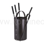 ArtFuego ZK-7013 Zestaw kominkowy, walec z rączką, ekoskóra czarna