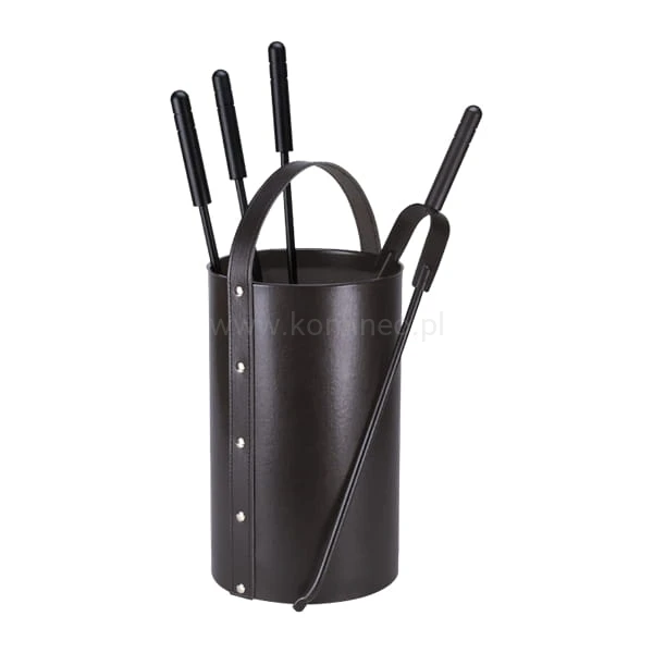 ArtFuego ZK-7013 Zestaw kominkowy, walec z rączką, ekoskóra czarna