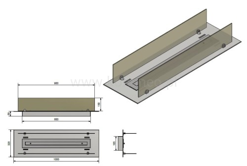 Biokominek do zabudowy INFIRE INSERT 1000 INOX schemat