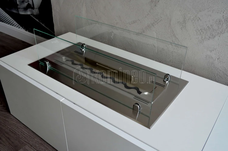 Biokominek do zabudowy INFIRE INSERT 600 mm inox aranżacja