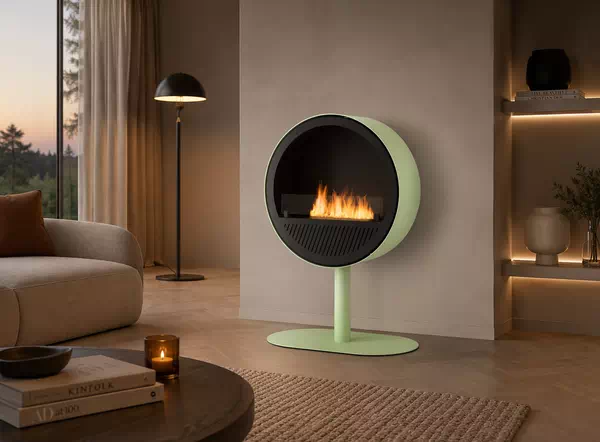 Biokominek INFIRE INCYRCLE STAND SLIM LINE PISTACJOWO-CZARNY