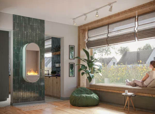 Biokominek INFIRE INCYRCLE VERT SLIM LINE ZIELONO-BIAŁY