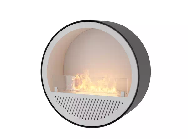 Biokominek INFIRE INCYRCLE WALL SLIM LINE CZARNO-BIAŁY - palnik zlicowany z obudową