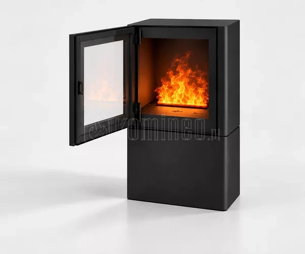 Pełne przeszklone drzwiczki kominka elektrycznego INFIRE INVAPO INPURO BLOCK