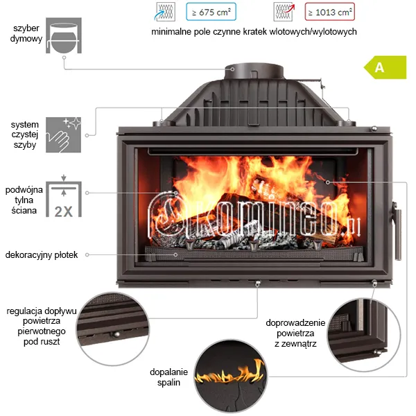 Wkład kominkowy żeliwny KAWMET W15 (13,5 kW)