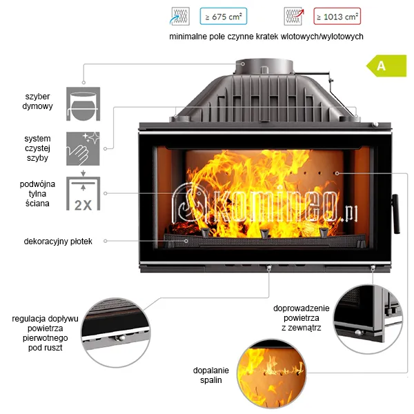 Wkład kominkowy żeliwny KAWMET W16 (13,5 kW)