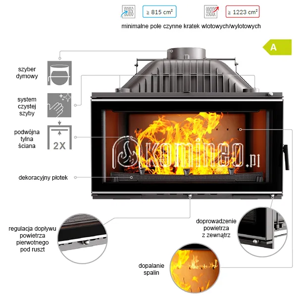Wkład kominkowy żeliwny KAWMET W16 (16,3 kW)