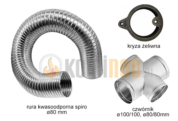 Dolot powietrza zewnętrznego i system czystej szyby w kominku żeliwnym KAWMET W16 BLACK (16,3 kW) ECO